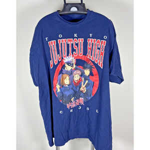 Tokyo Jujutsu High School Anime Kaisen Graphic T-Shirt Navy Blue Men's Size 3XL
